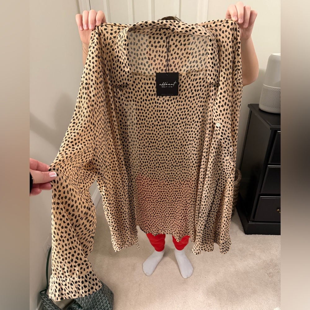 Leopard Print Sheer button up shirt